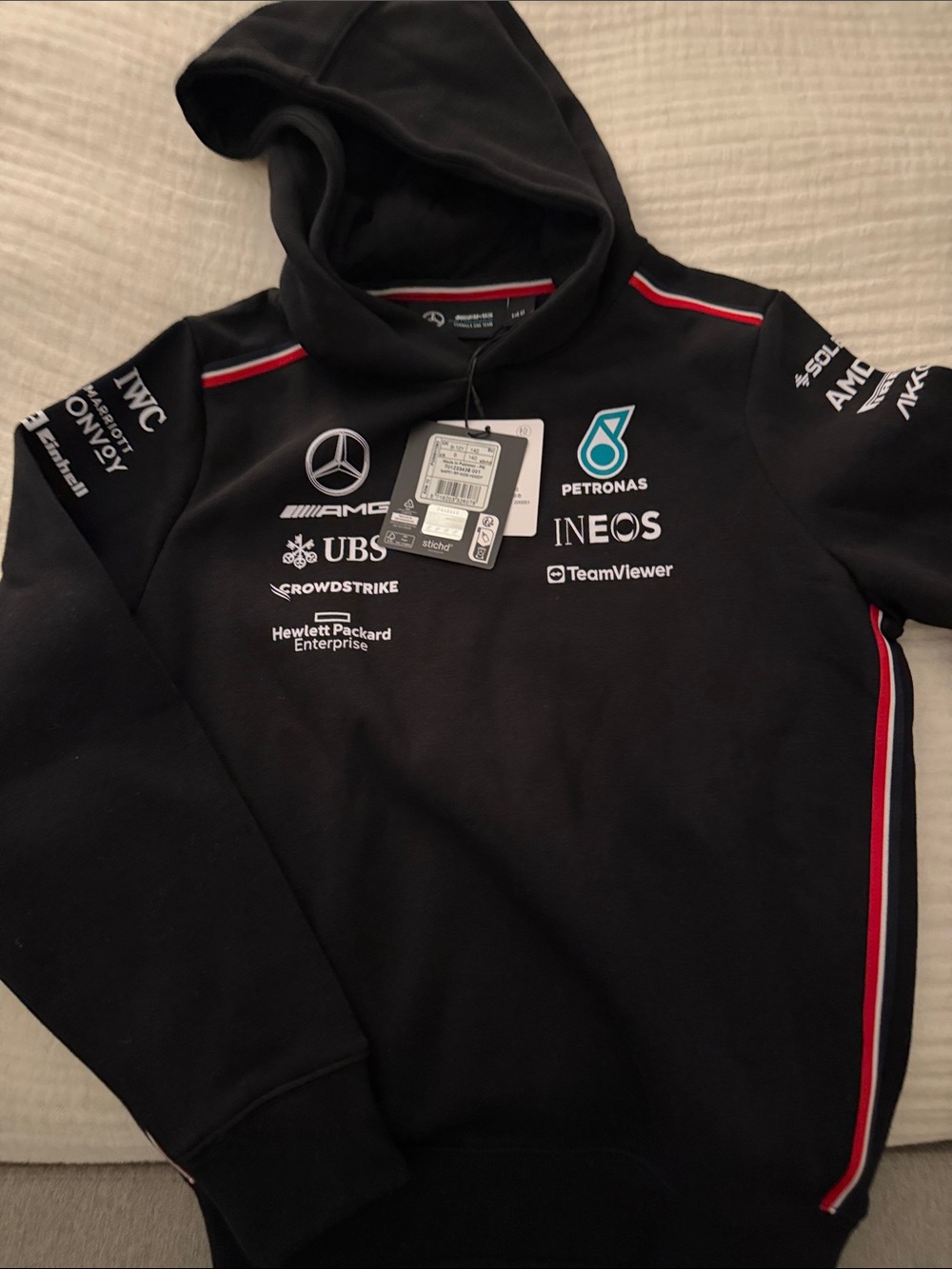 Mercedes AMG Petronas Black Crewneck Sweater with Sponsor Logos